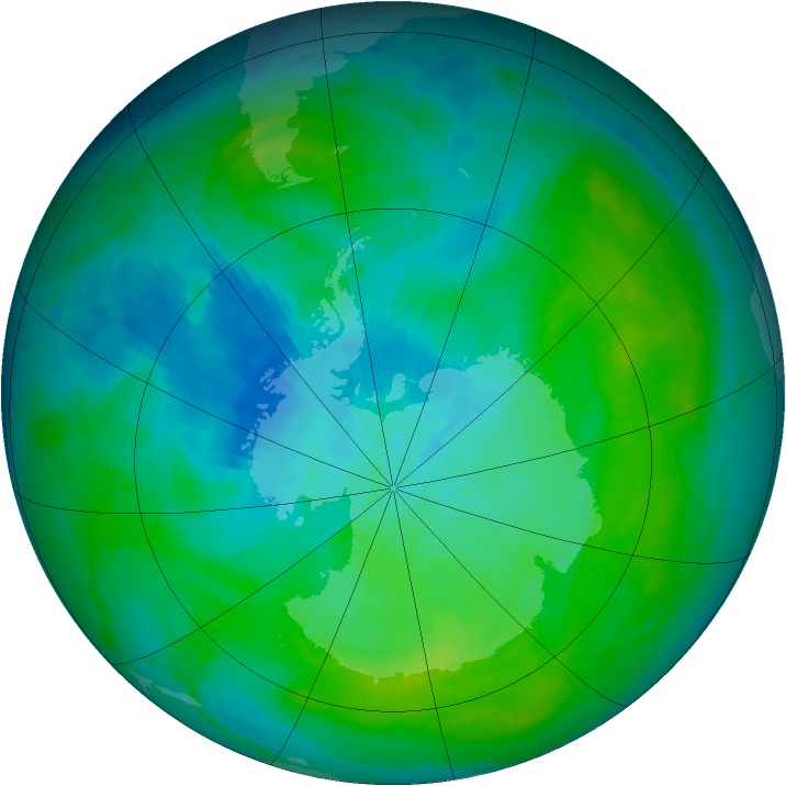 Antarctic ozone map for 24 February 1983